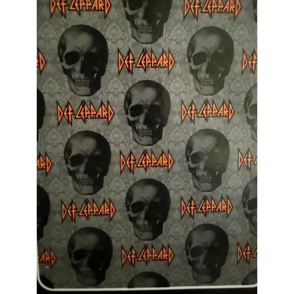 Def Leppard Silk Touch Throw Blanket Skull Damask Grey Orange 50x70  NEW